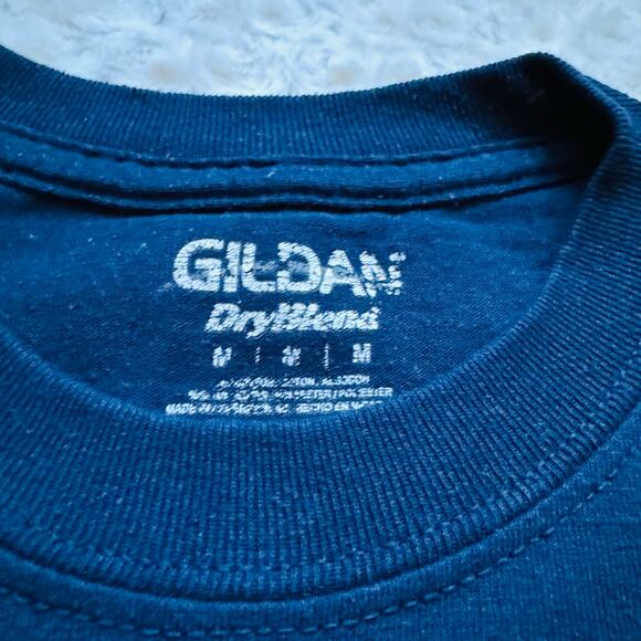 Gildan Dry Blend Cotton Navy Unisex Tee Shirt Size Medium - Picture 3 of 4